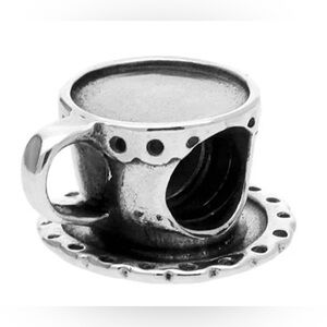 Authentic Pandora Retired Sterling Silver Coffee Tea Cup & Saucer Bead - #790361